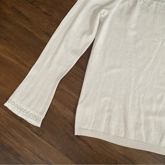 White House Black Market Rhinestone Lace Sweater Large - Picture 11 of 16